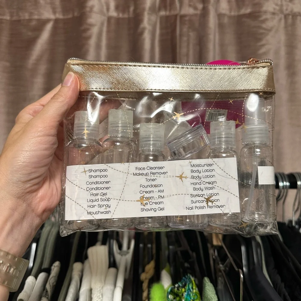 Mi Amica Transparent Toiletry Bag with Gold Accents